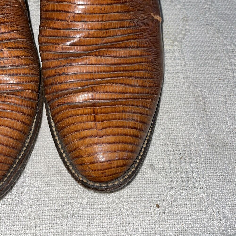 Dan Post Men’s Western Boots Size 9 D Brown Leather Lizard Motif Cowboy Rodeo - Picture 9 of 12